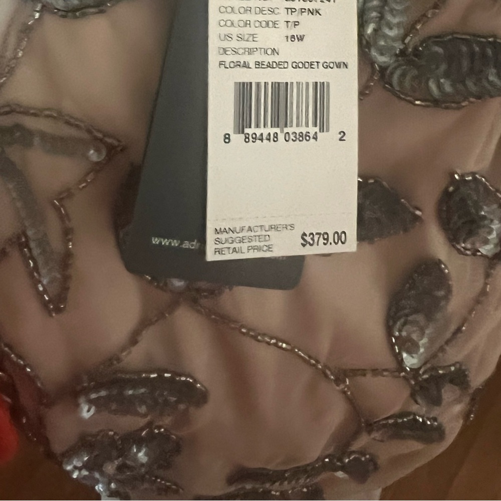 Adrianna papell Floral Beaded Godet Gown with Sheer Short Sleeves - Picture 16 of 16